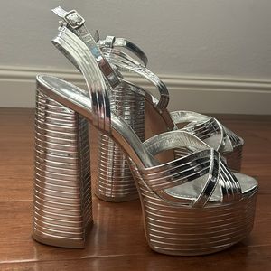 Public Desire Silver Platform Heels